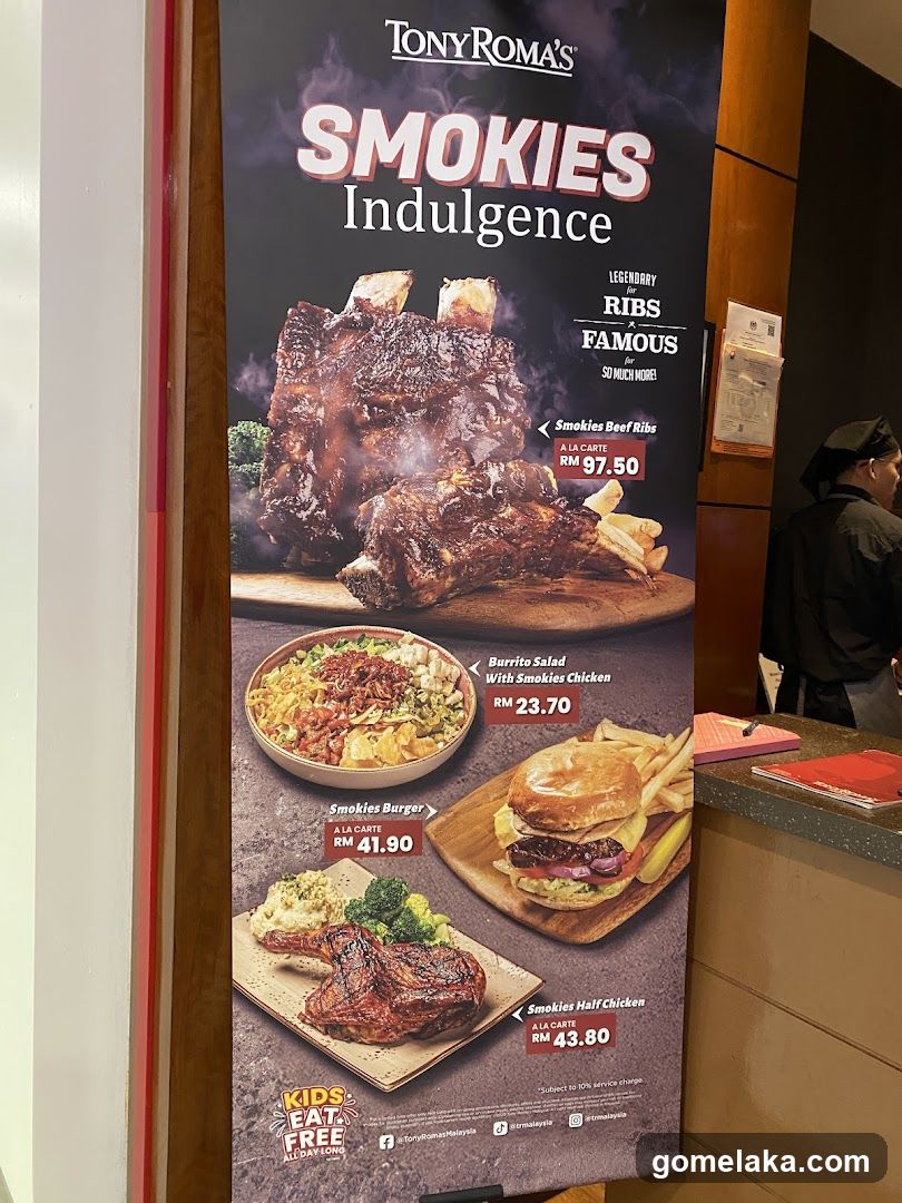 Tony Roma's Smokies Indulgence Menu