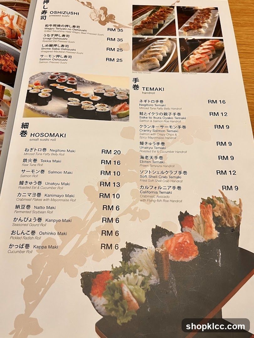 Sushi Menu