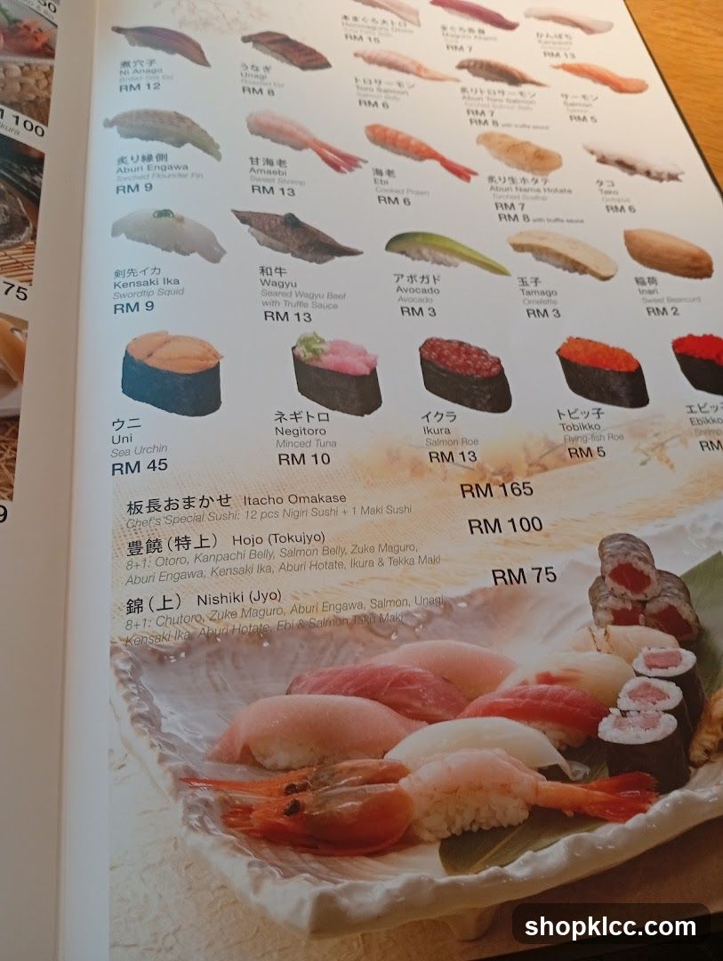 Sushi Menu