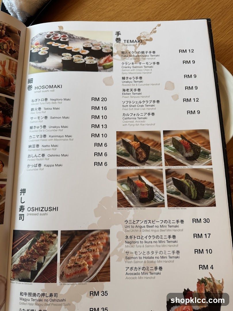 Sushi Menu