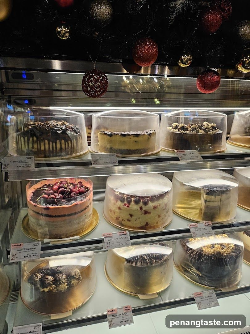 Cakes in a Display Case