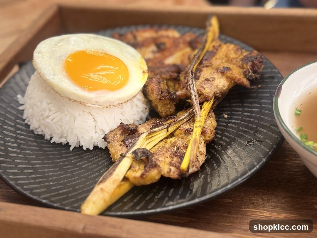 Grilled Chicken Skewers with Rice and Egg