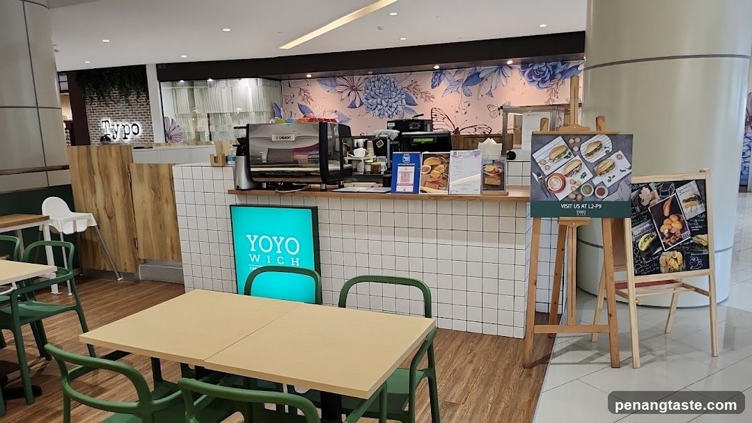 Cafe Counter with Sandwiches and Drinks