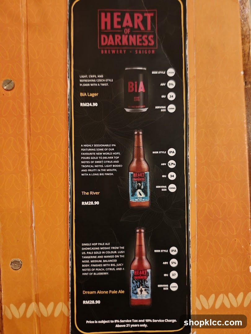 Heart of Darkness Brewery - Saigon Menu