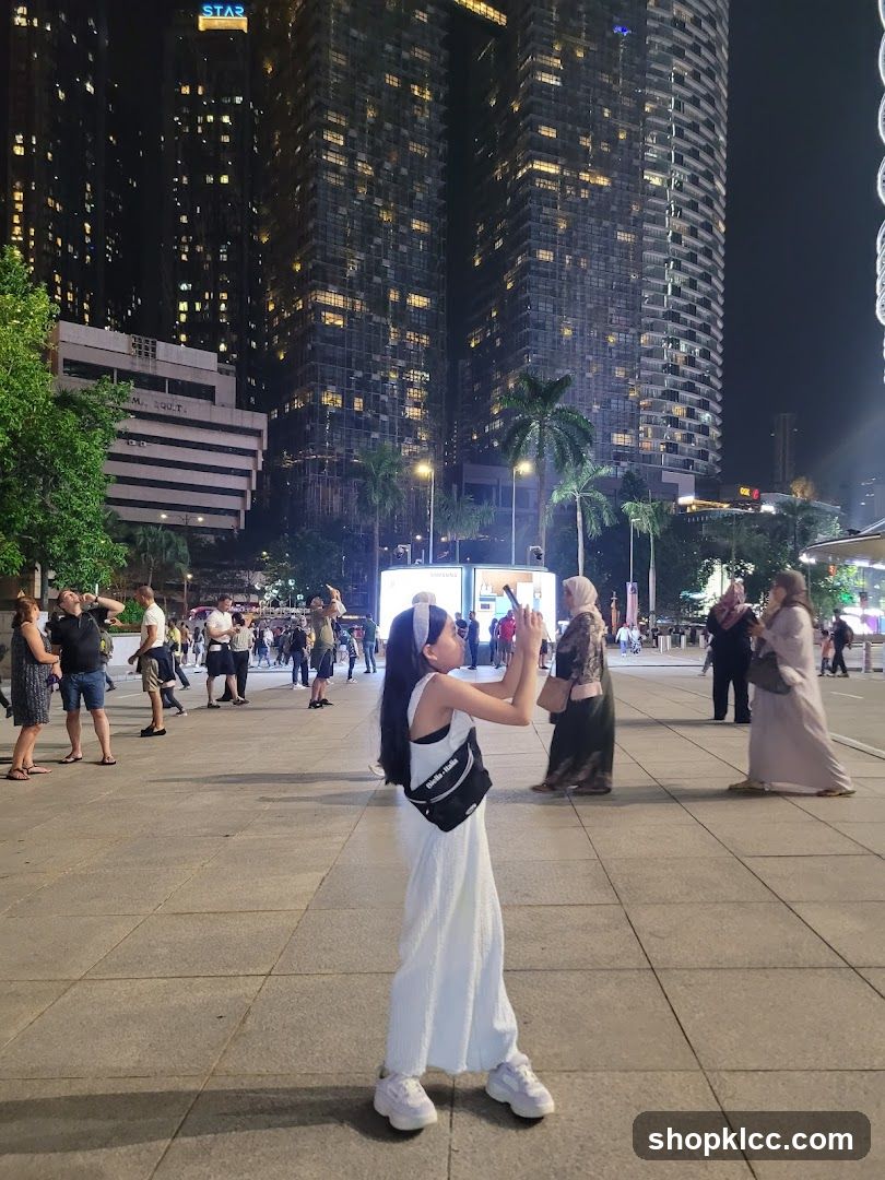 Nighttime Cityscape with People