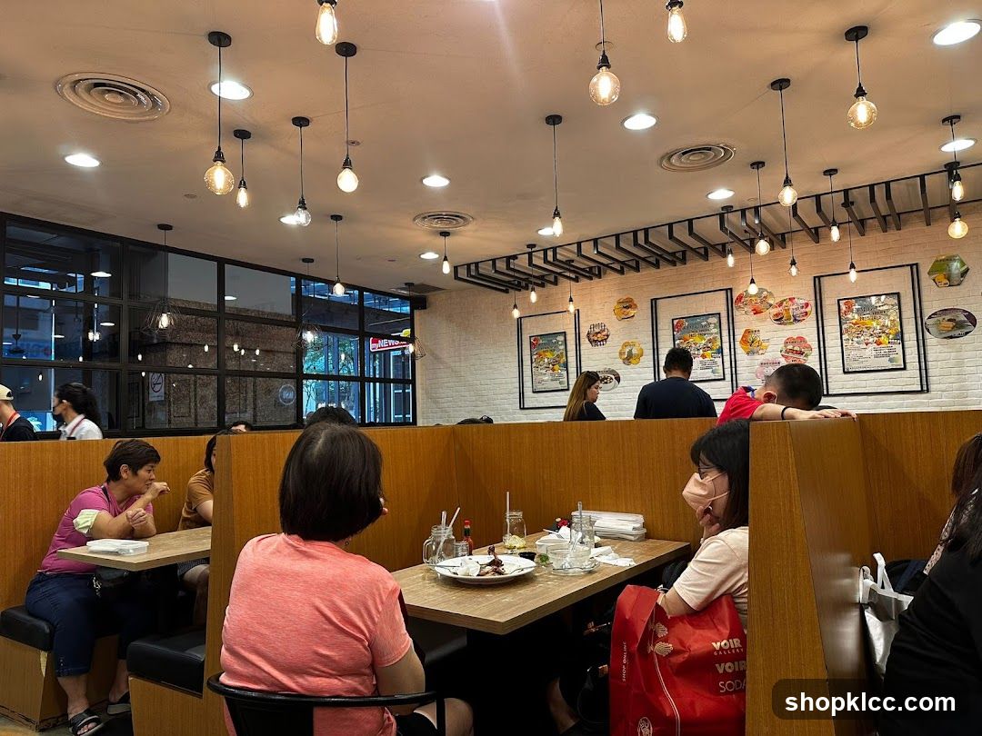 Diners in a brightly lit restaurant