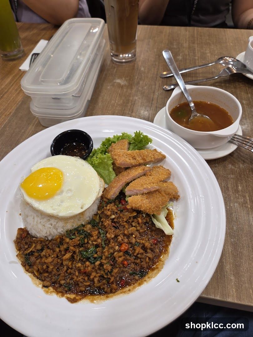 Thai Basil Minced Pork Rice with Fried Egg and Soup