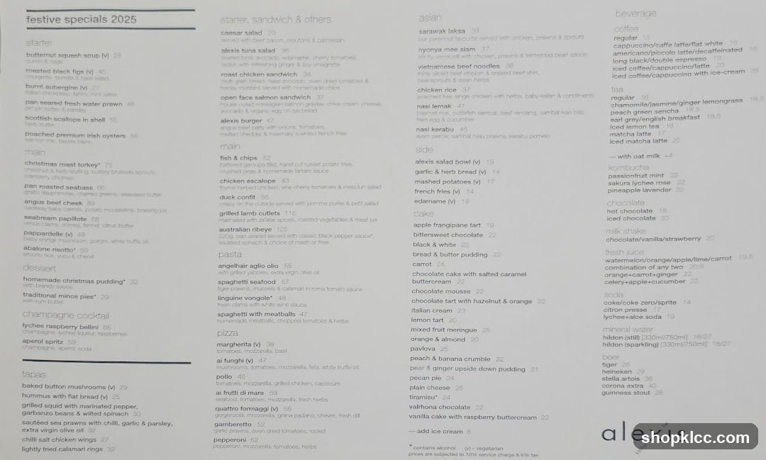 Alexis Kitchen Menu