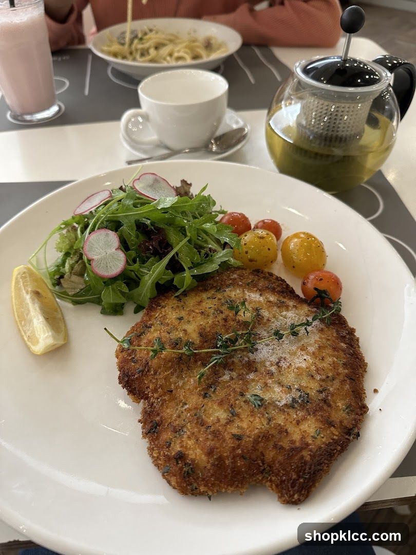 Breaded Cutlet with Salad and Tea