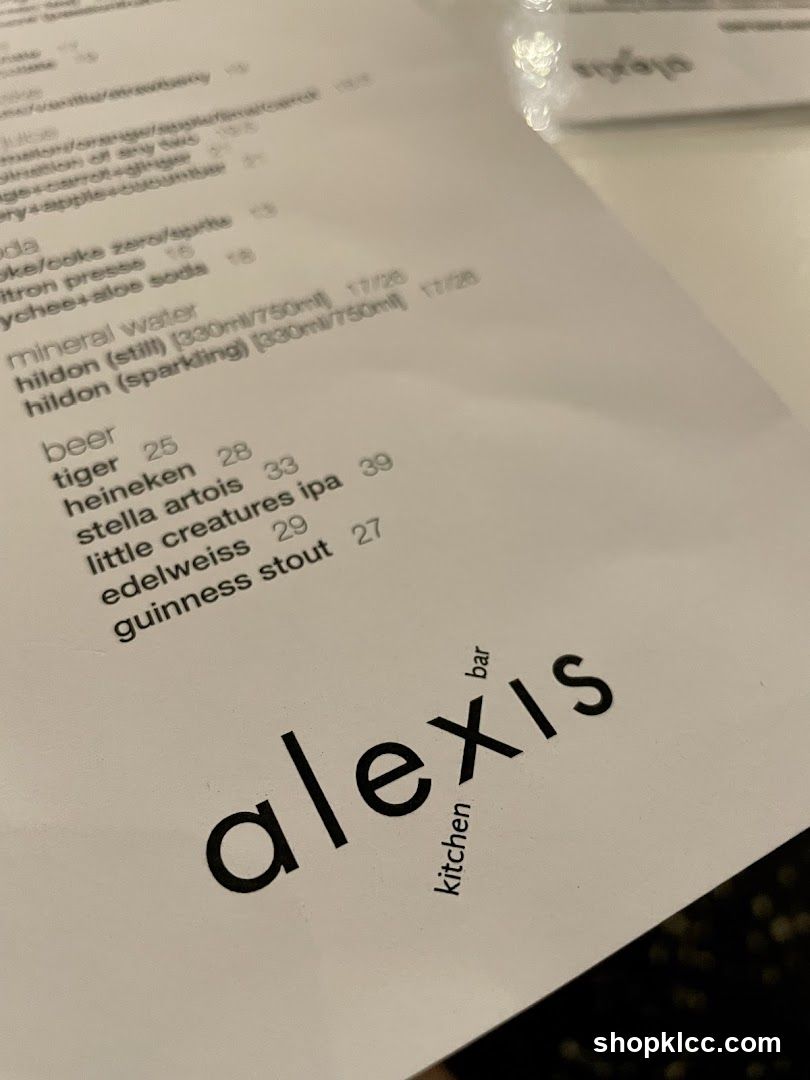 Alexis Kitchen Bar Menu