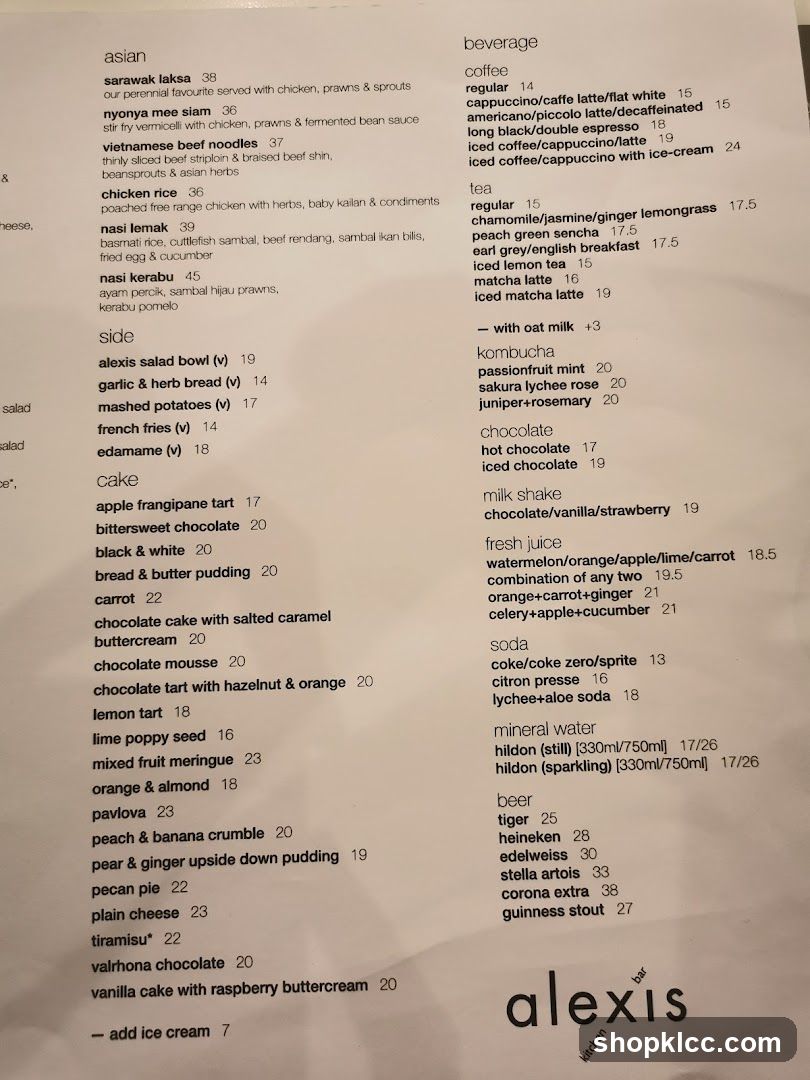 Alexis Kitchen Menu