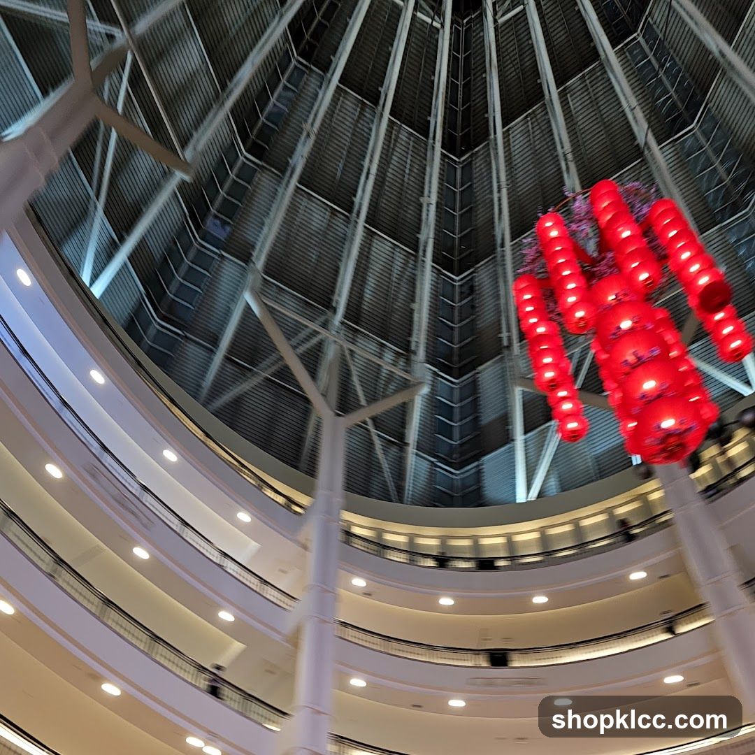Interior of a building with red lanterns