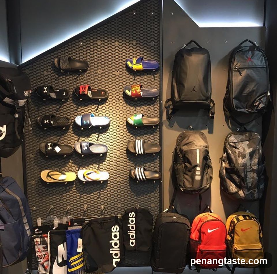 Athletic Footwear and Backpacks Display
