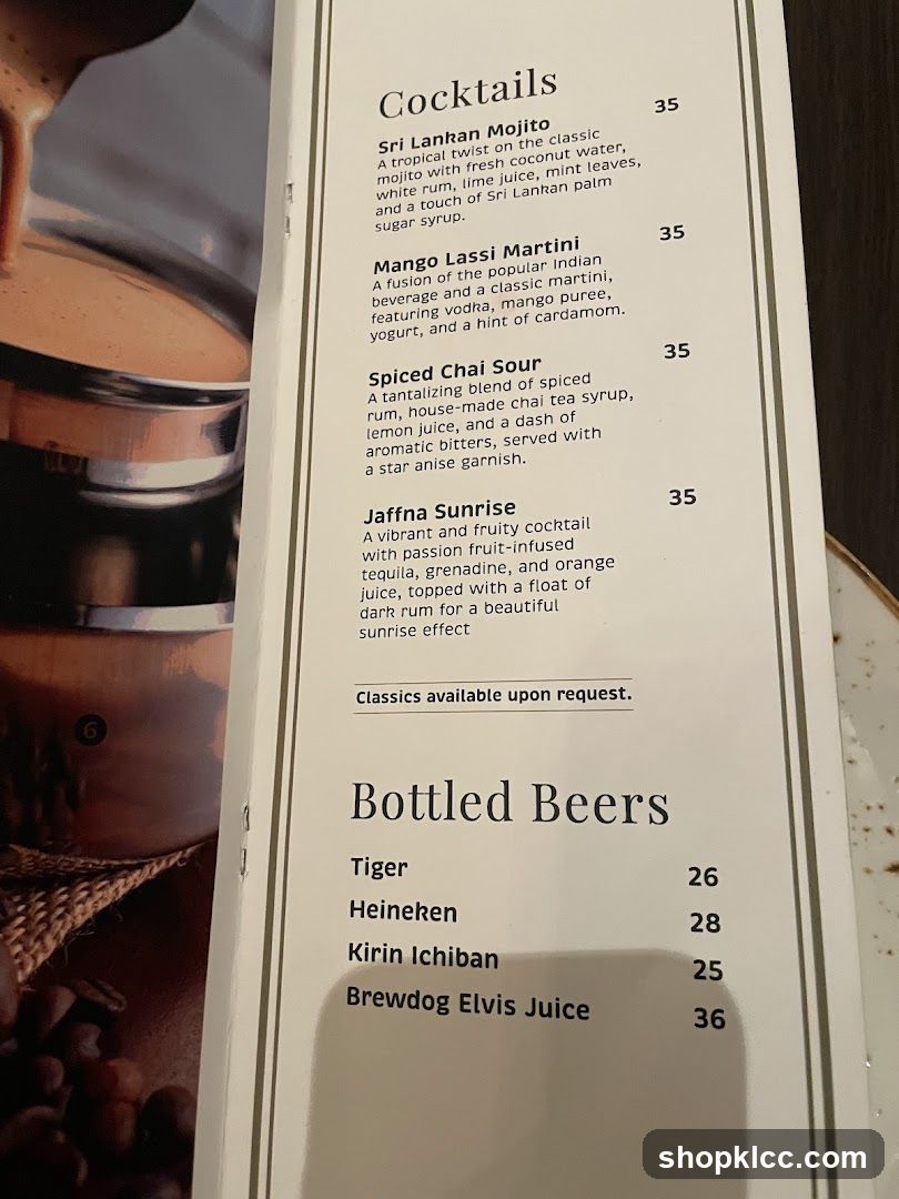 Cocktails and Bottled Beers