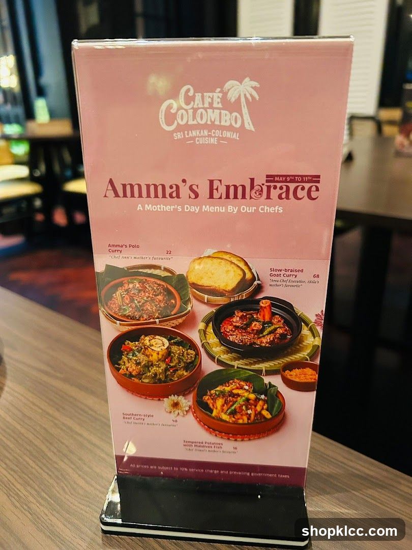 Amma's Embrace Mother's Day Menu