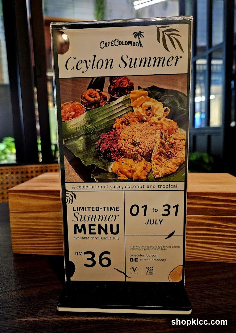 Ceylon Summer Menu