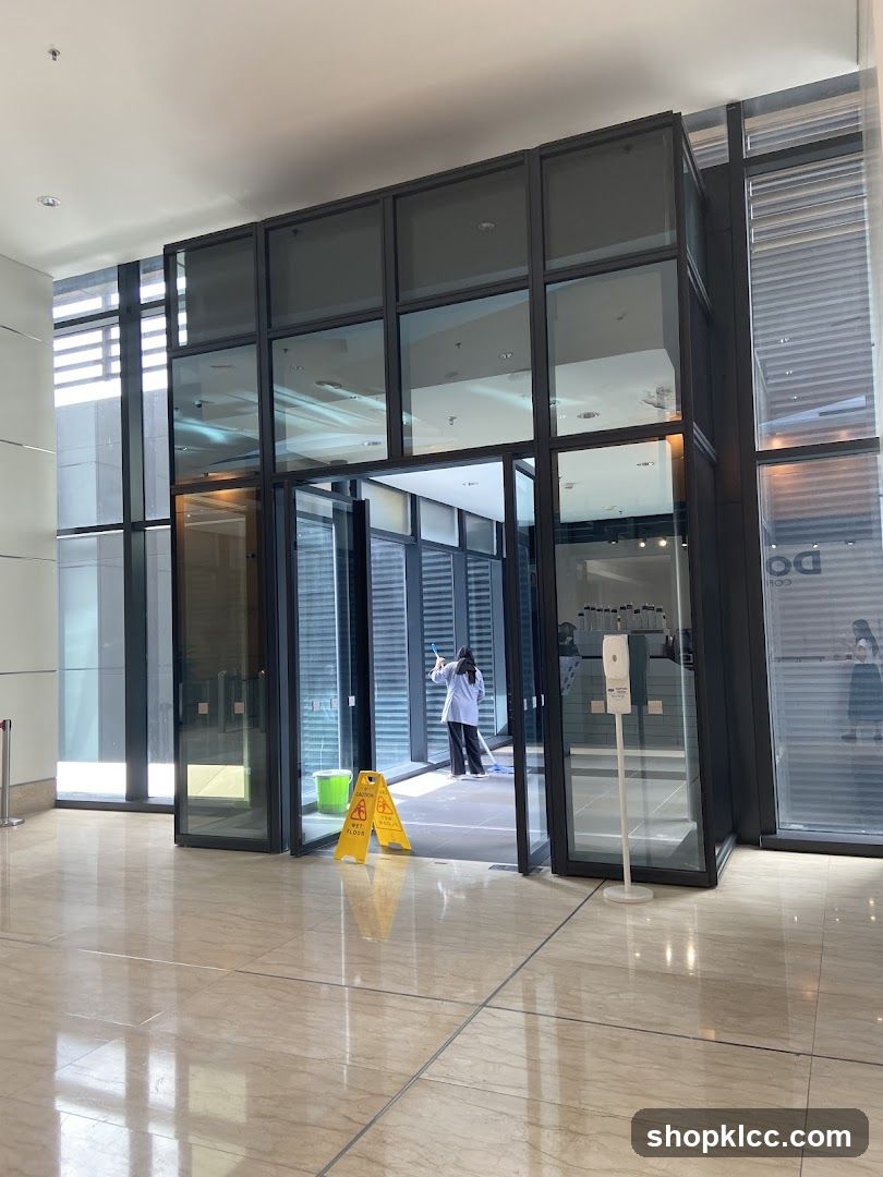 Entrance with cleaning in progress