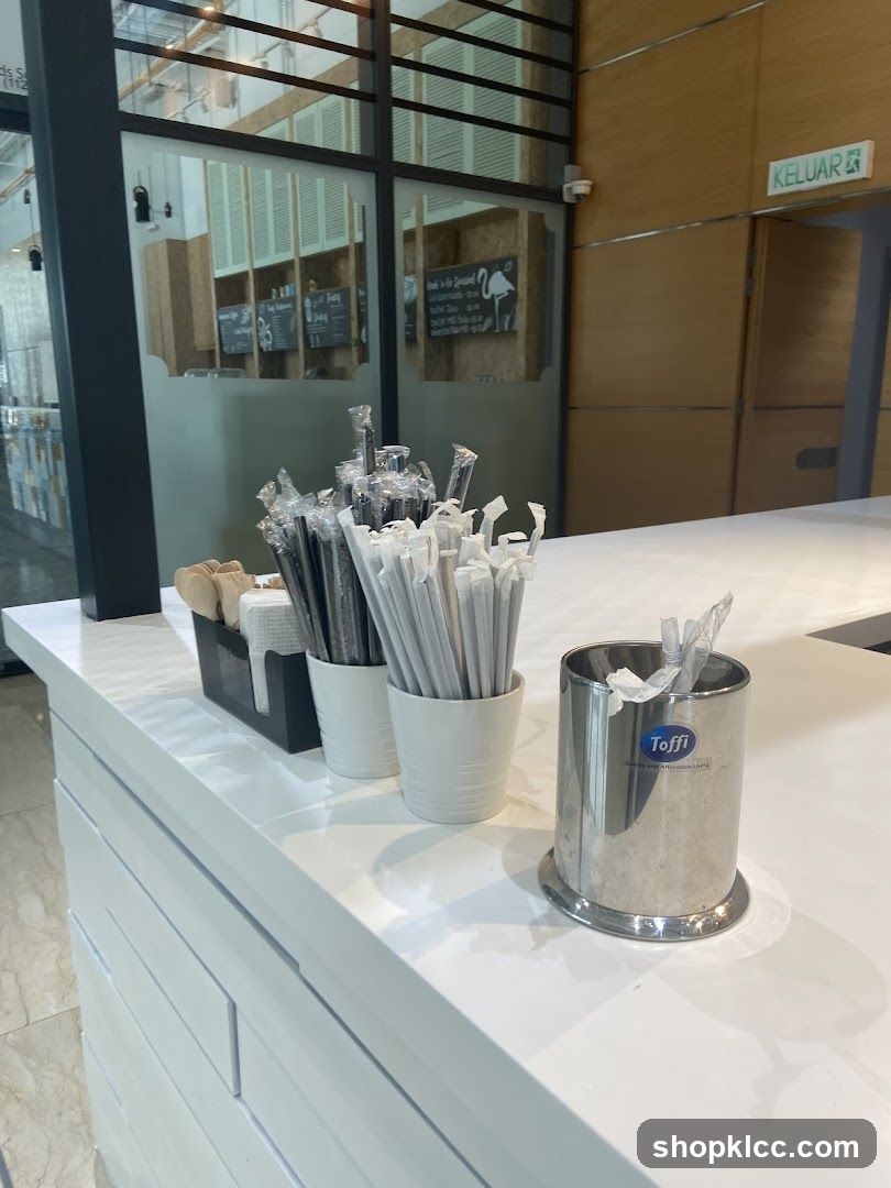 Counter with straws and napkins