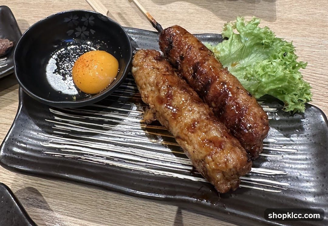 Tsukune Skewers with Egg Yolk