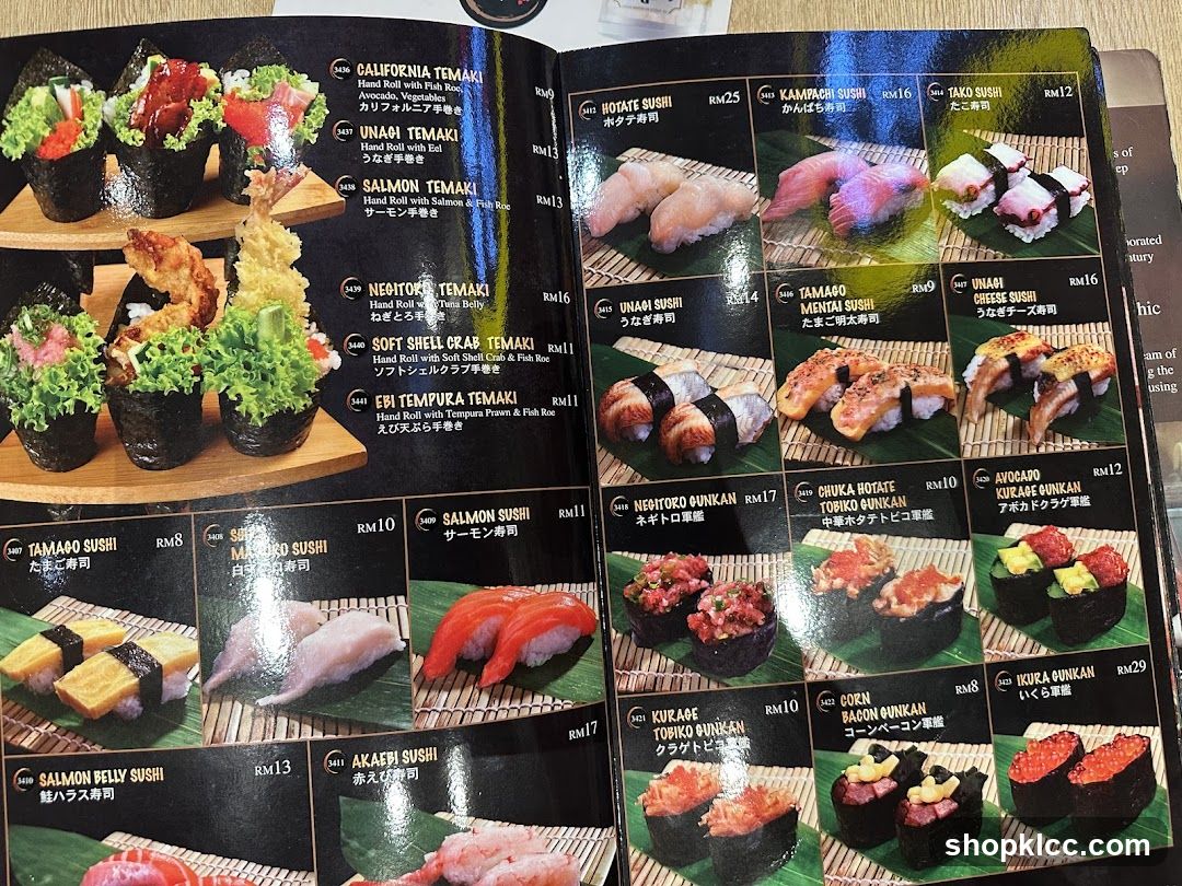 Sushi Menu