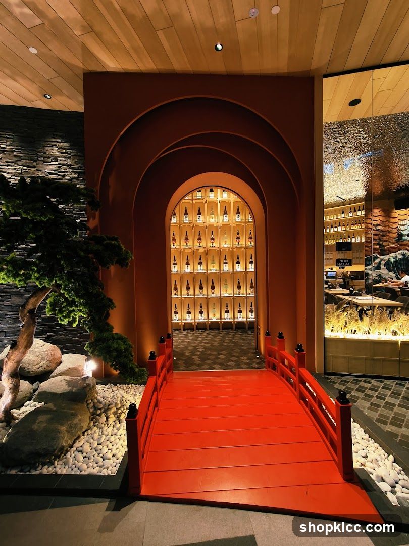 Restaurant Entrance with Japanese Garden Elements