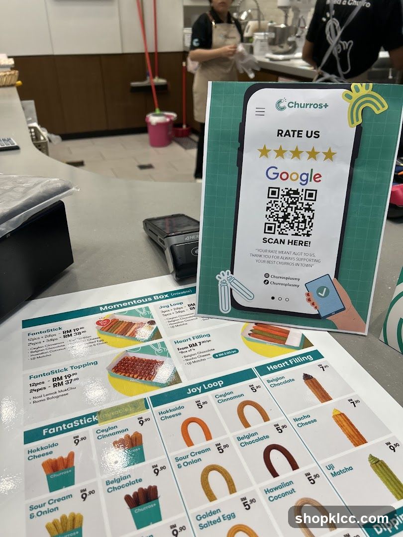 Churros Menu and Rating Sign