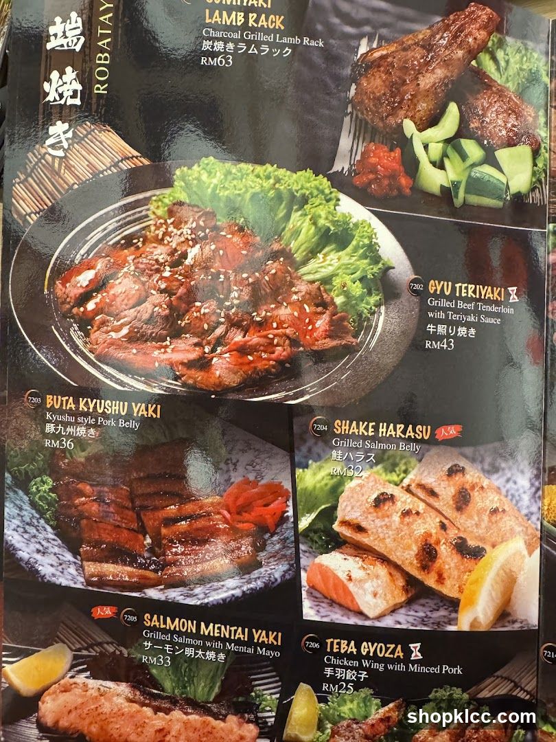 Robatayaki Menu