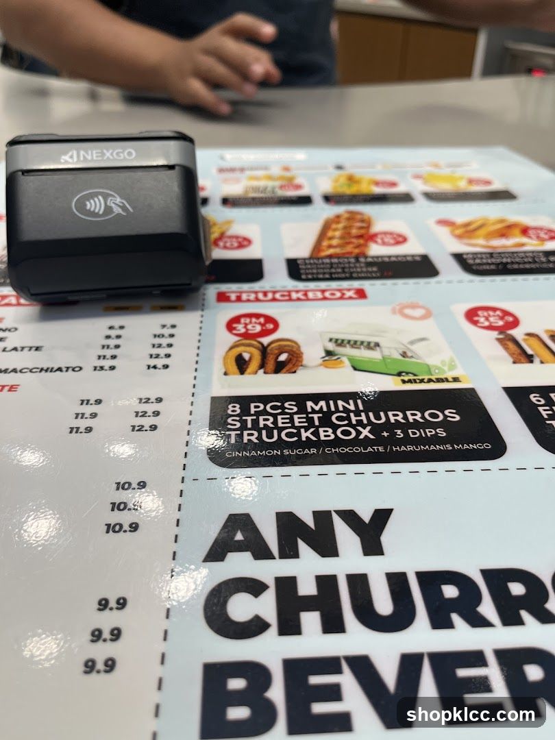 Menu with Churros and Drinks