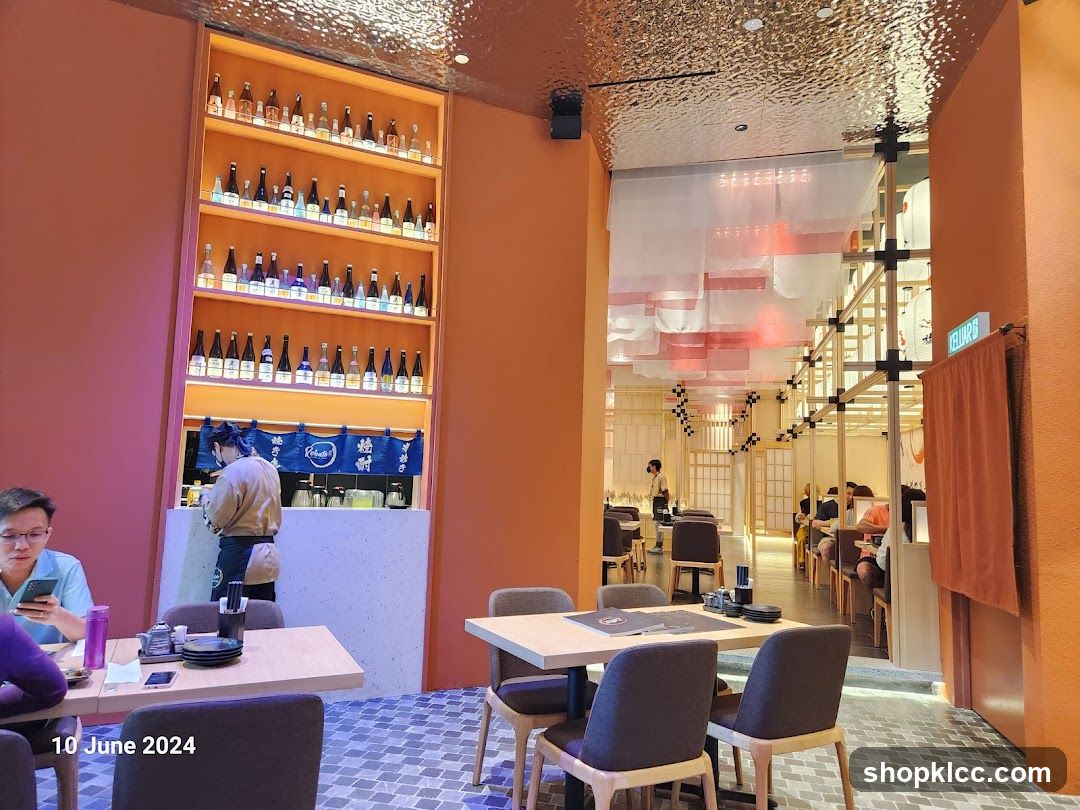 Restaurant Interior with Sake Bottles