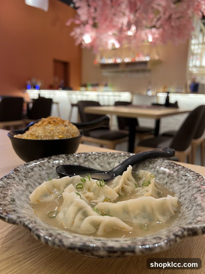 Dumplings and Fried Rice at a Restaurant