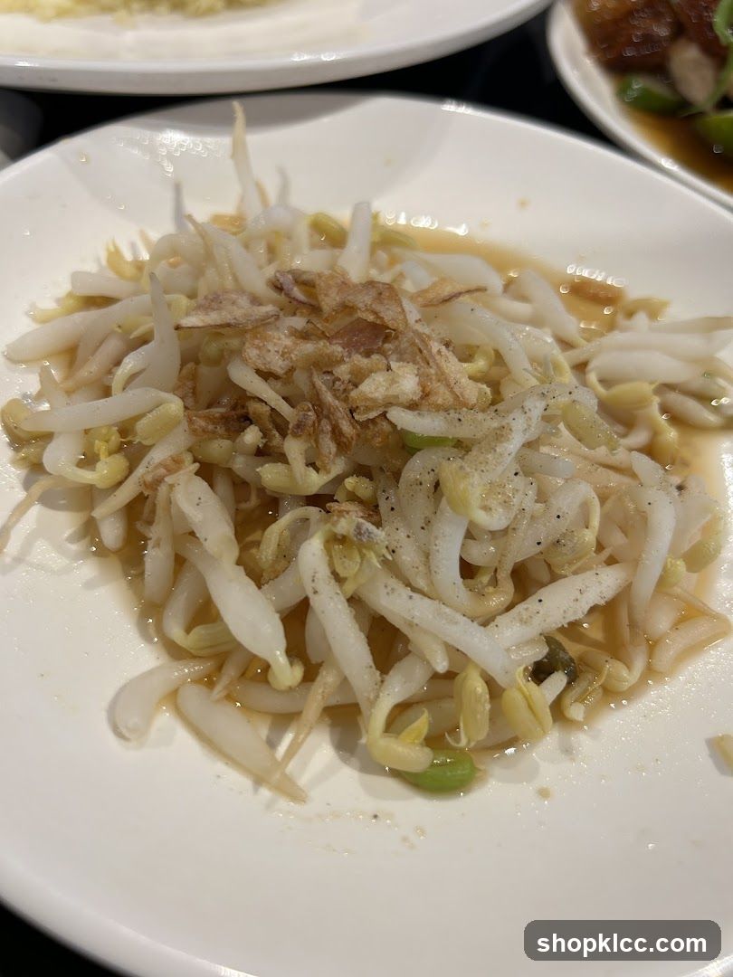 Braised Bean Sprouts with Crispy Toppings