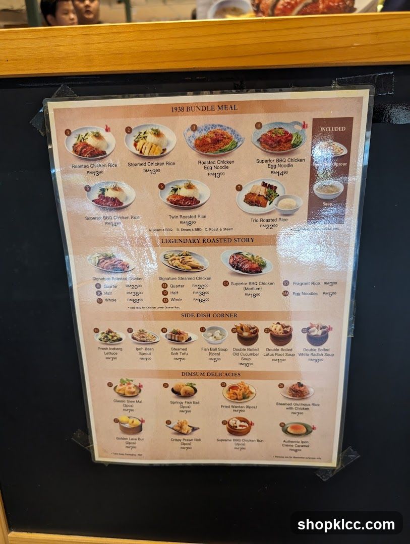 1938 Bundle Meal Menu Board