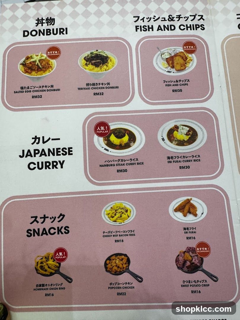 Japanese Restaurant Menu