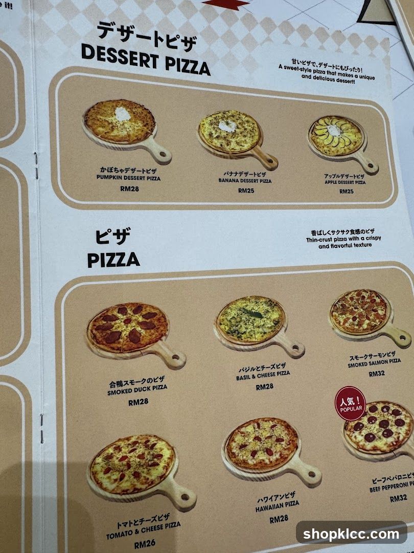 Dessert Pizza & Pizza Menu