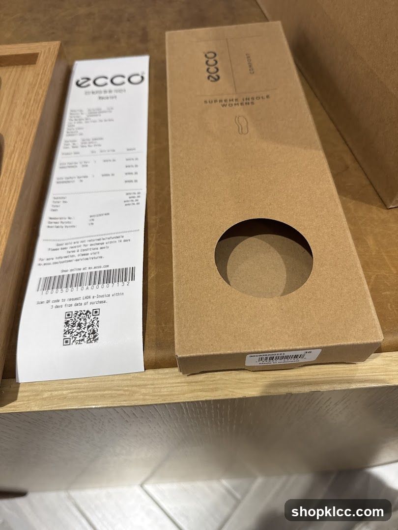 Ecco Supreme Insole Box and Receipt