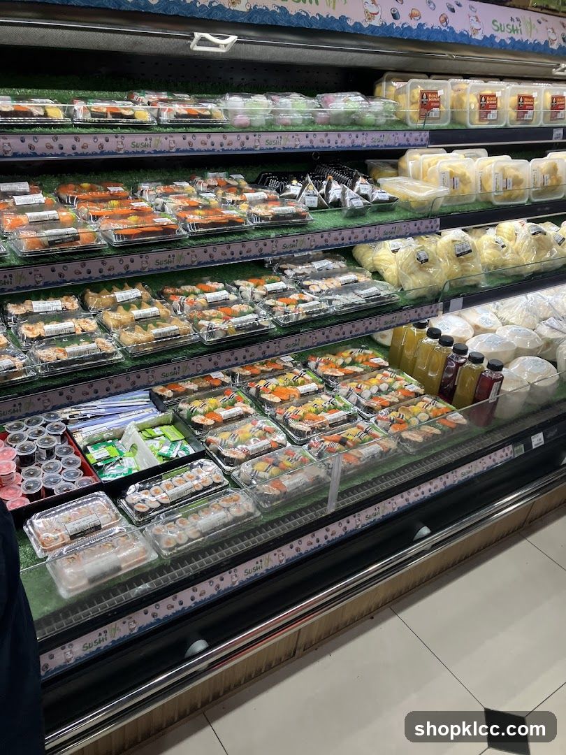 Refrigerated Display of Sushi and Fruit