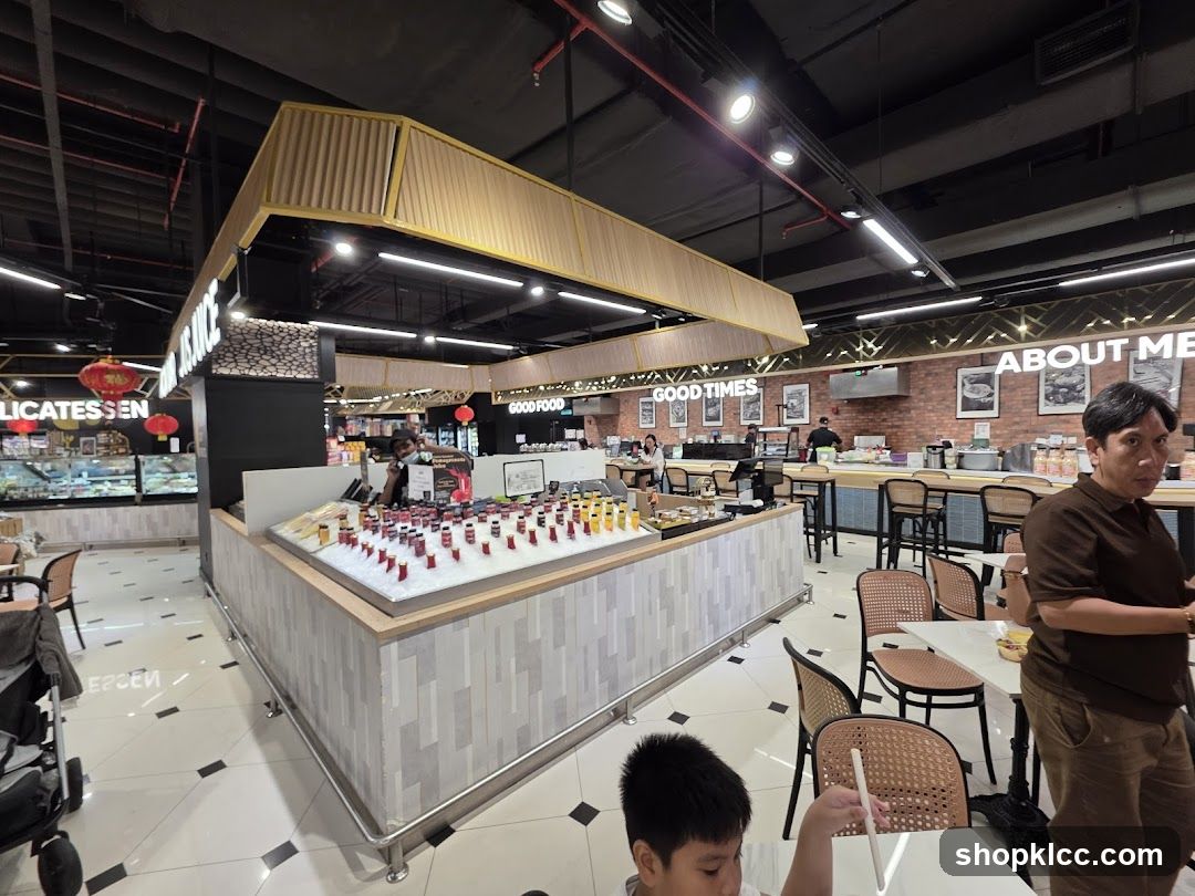Food court with seating area