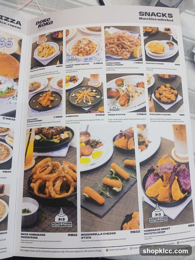 Doko Koko Snacks Menu