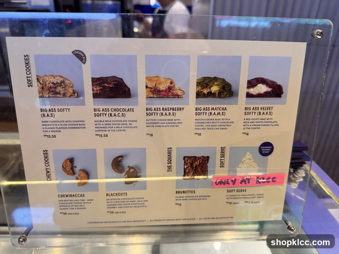 Cookies and Soft Serve Menu