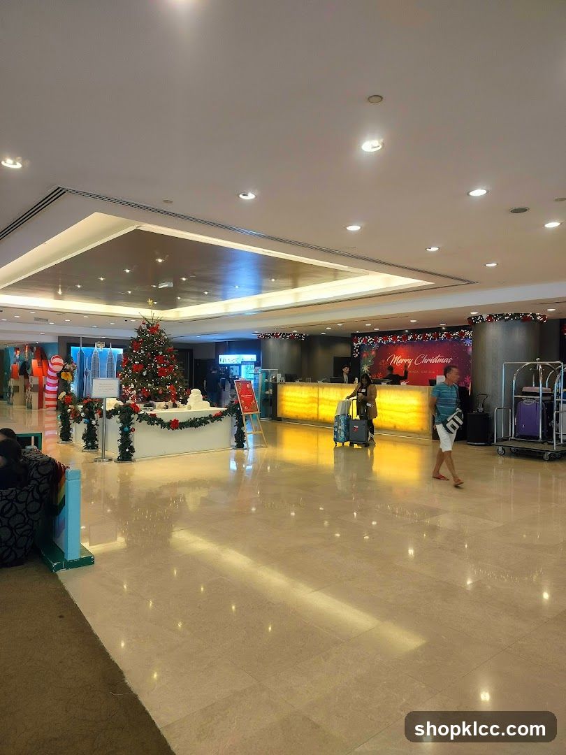 Hotel Lobby with Christmas Decorations