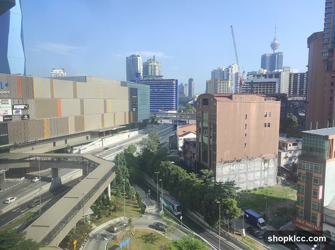 Cityscape with Shopping Mall and Buildings