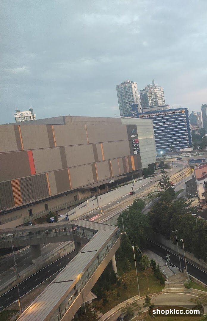 Cityscape with Large Building and Skywalk