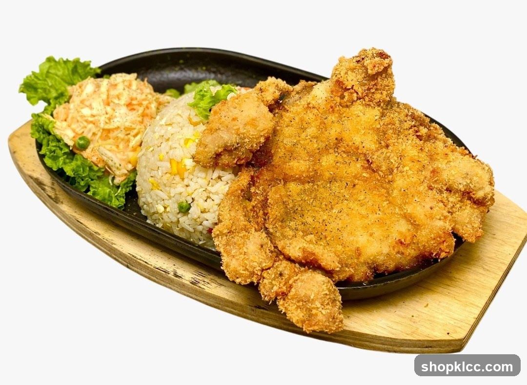 Fried Chicken with Rice and Salad