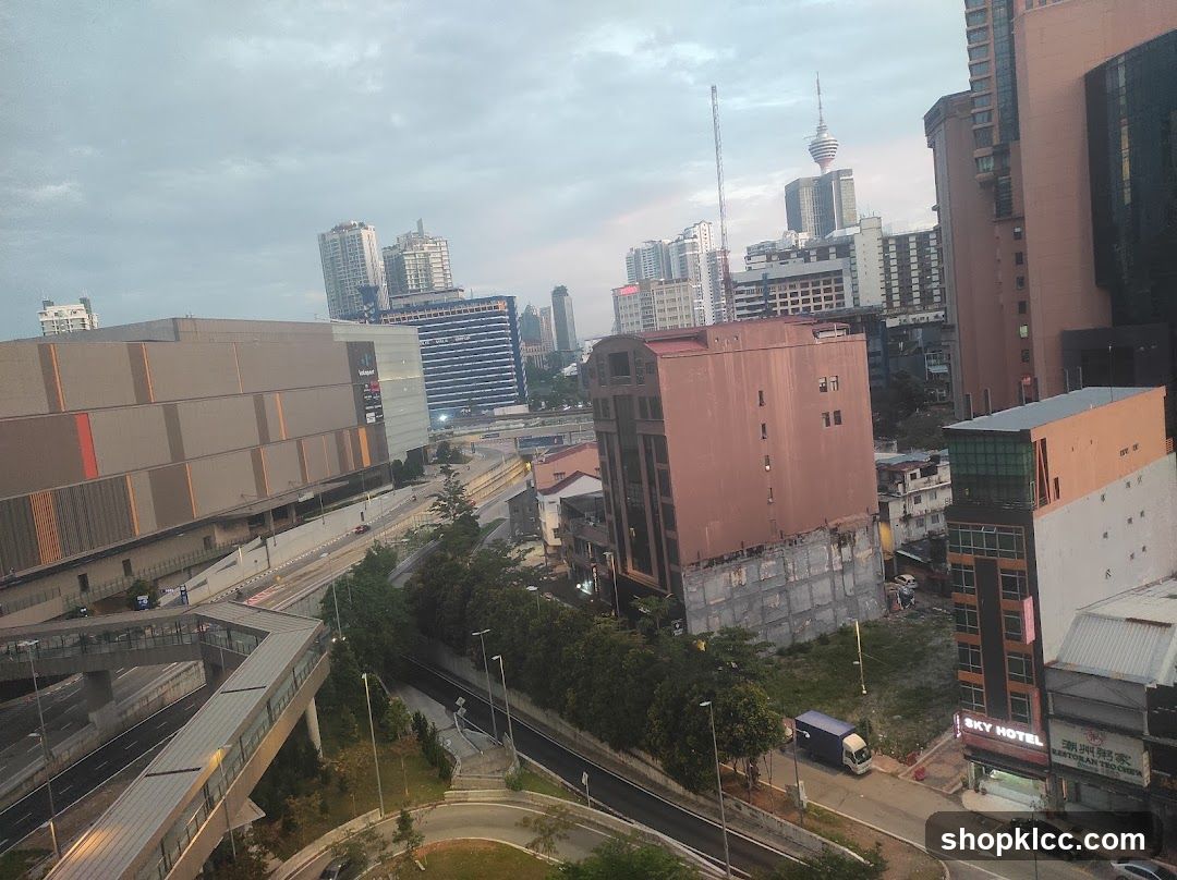 Cityscape with Buildings and Skywalk
