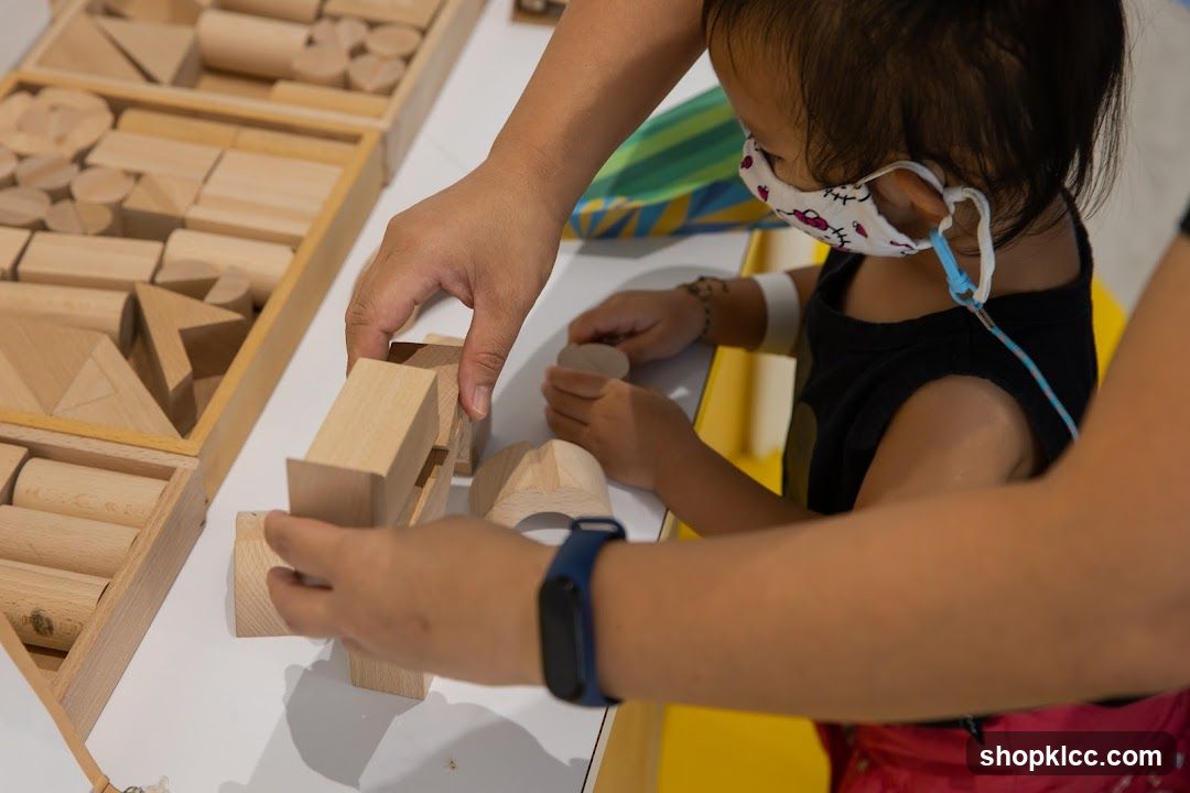 Children playing with wooden blocks