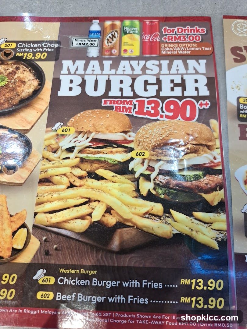 Malaysian Burger Menu