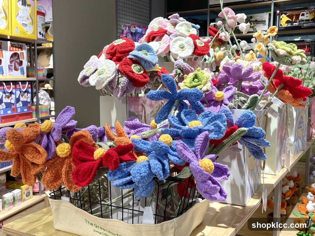 Crocheted Flower Bouquet Display