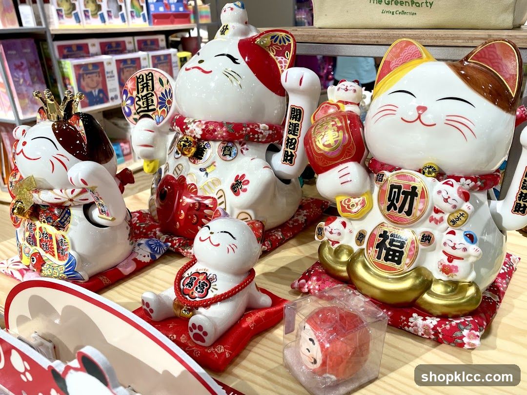 Maneki-neko figurines display