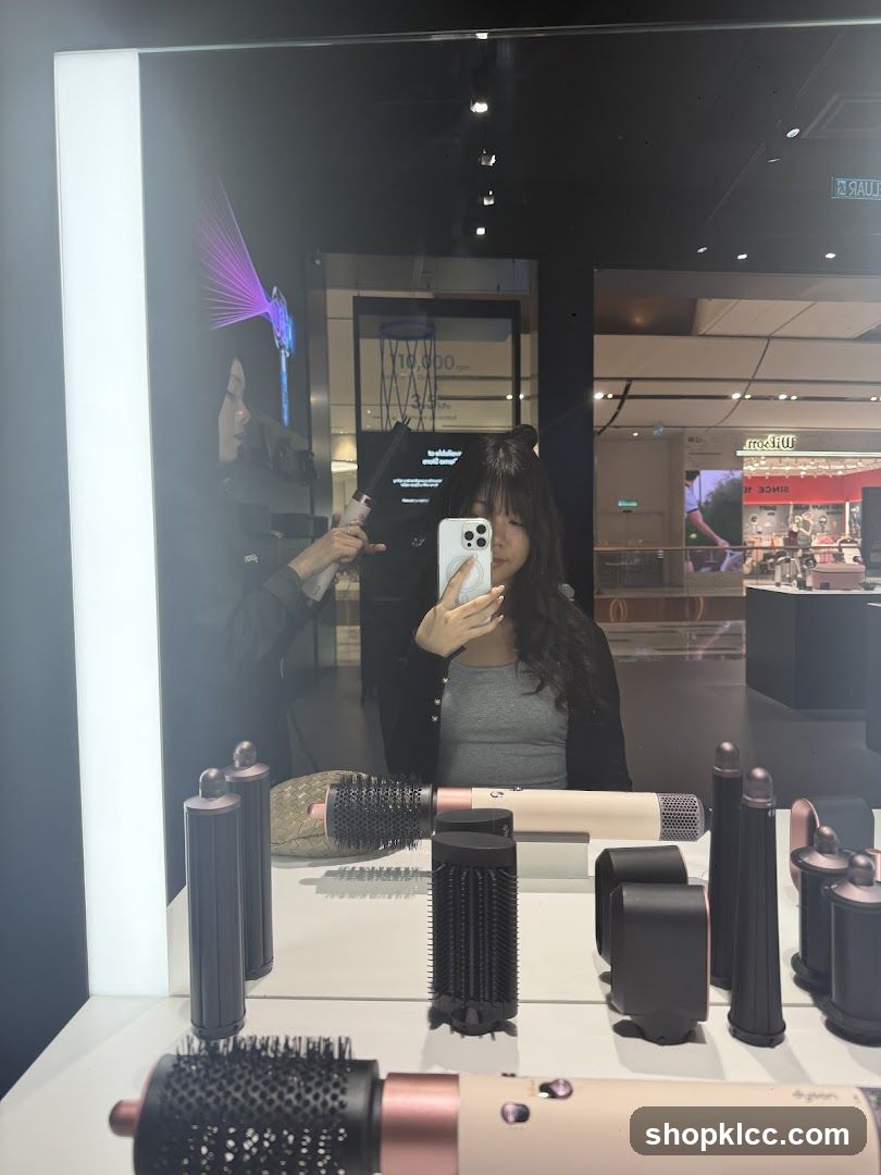 Woman taking a selfie in a store