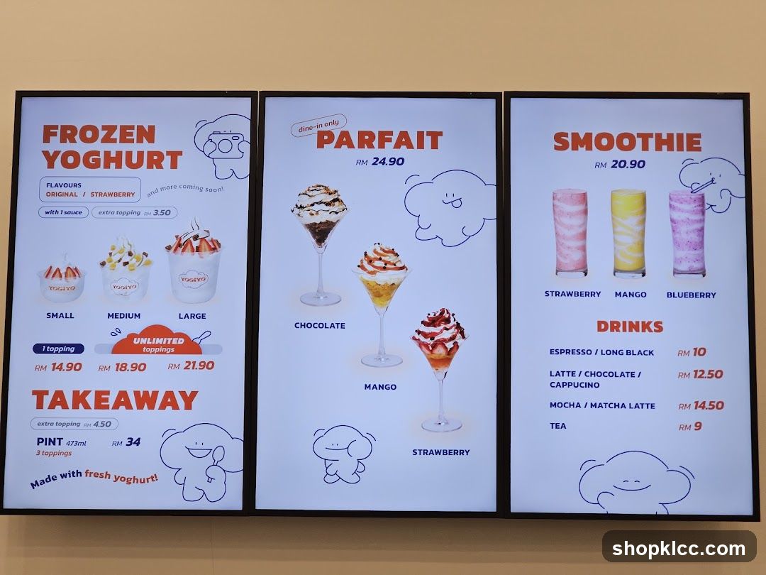 Frozen Yoghurt, Parfait & Smoothie Menu Board